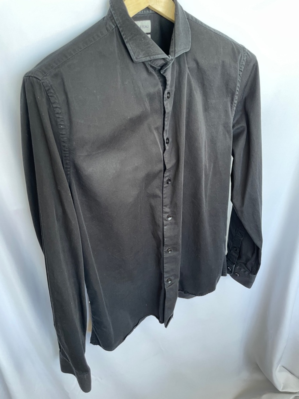 Le Chateau Cotton Black Button-Up Shirt Size 161/2-17